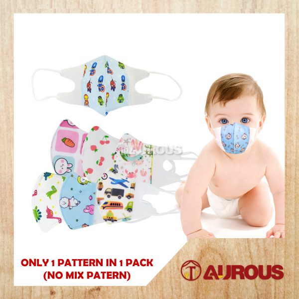 3D RANDOM CARTOON BABY 3PLY FACE MASK BFE 99% (1-3 YEARS OLD)