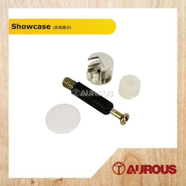 4 IN 1 HOUSING BOLT 40MM & NUT 15MM CONNECTOR PARTS FITTING DOWEL WITH CAP RUBBER PLUG (10 SET/PACK) - Image 2