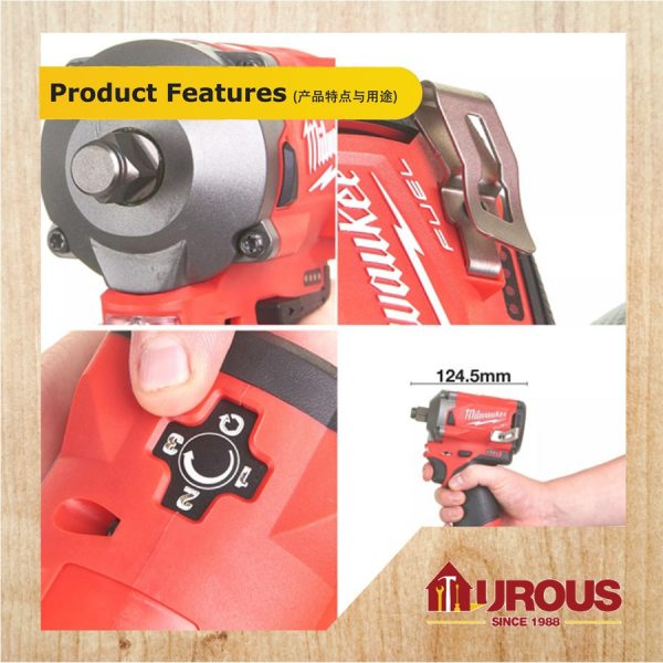 MILWAUKEE M12 FIWF12-302C FUEL STUBBY IMPACT WRENCH + M12 BI-0 SUB COMPACT INFLATOR - Image 7