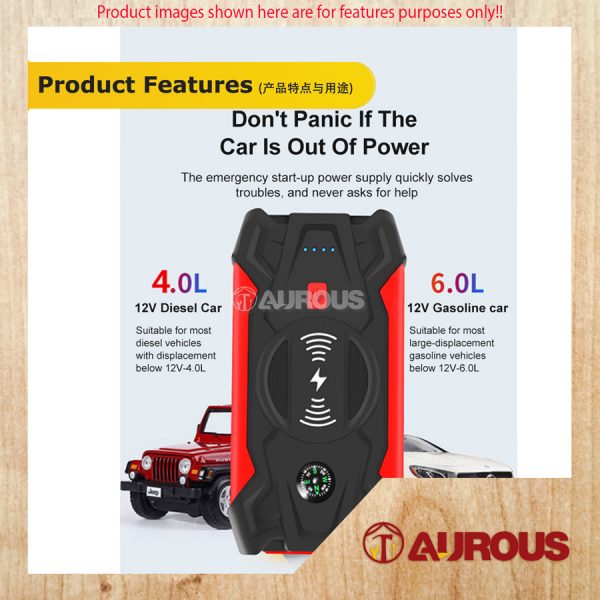 DIGITAL MULTIFUNCTION CAR POWER BANK JUMP STARTER WIRELESS CHARGING WITH PUMP COMPRESSOR SET 39800mAh - Image 7