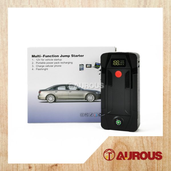 PORTABLE DIGITAL MINI MULTIFUNCTION CAR JUMP STARTER CHARGE POWER BANK WITH 2 USB PORT 20000mAh [BLACK]