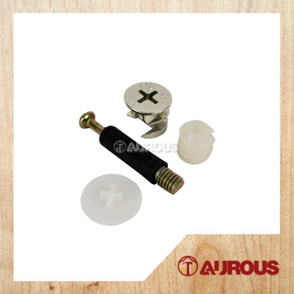4 IN 1 HOUSING BOLT 40MM & NUT 15MM CONNECTOR PARTS FITTING DOWEL WITH CAP RUBBER PLUG (10 SET/PACK)