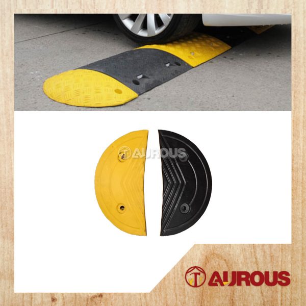 HEAVY DUTY YELLOW/BLACK RUBBER SPEED HUMP SPEED BUMP (END PIECE) 2 PCS/SET
