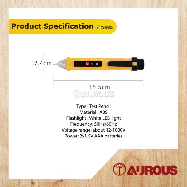 DIGITAL TEST PEN VOLTAGE NON-CONTACT AC VOLTAGE TESTER SENSITIVITY RANGE 12-1000V (YELLOW) - Image 5