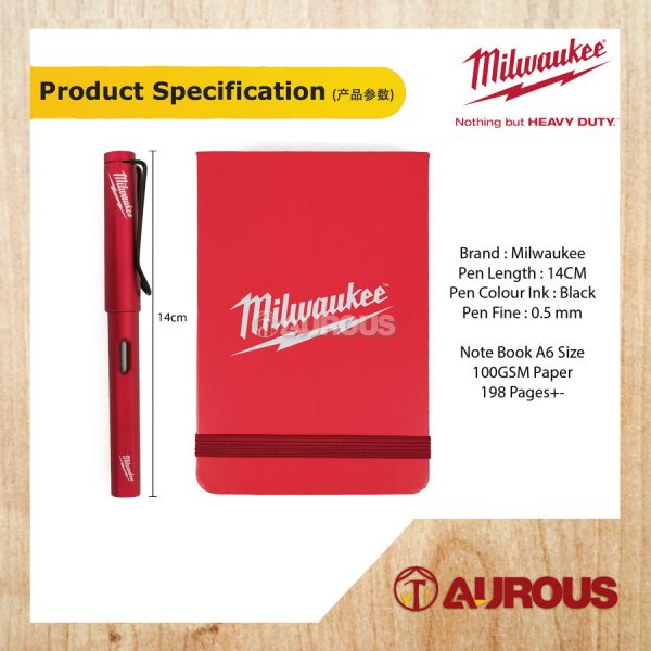 [STOCK LIMITED] MILWAUKEE 0.5MM FINE GEL BLACK INK BALL PEN WITH RED CASING / MILWAUKEE A6 NOTEPAD NOTE BOOK - Image 7
