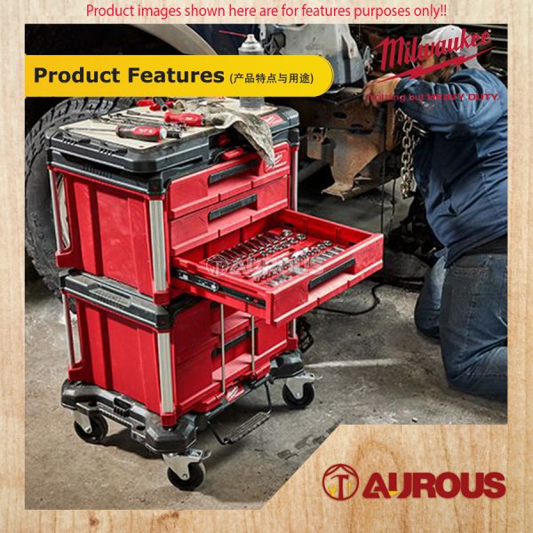 MILWAUKEE PACKOUT 3 DRAWER TOOL BOX IP65 RATE UP TO 50 LBS WEIGHT CAPACITY (48-22-8443) - Image 9