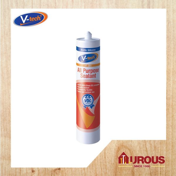 V-TECH VT-201 ALL PURPOSE SEALANT SILICONE - 280ML ( BLACK, CLEAR, WHITE )