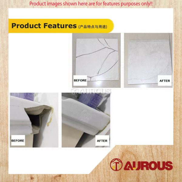LKB TILE REPAIR A+B GLUE (50G) SET ADHESIVE REPAIRING FOR PORCELAIN CERAMIC TILE CRACK (CREAM/WHITE/GREY) - Image 6