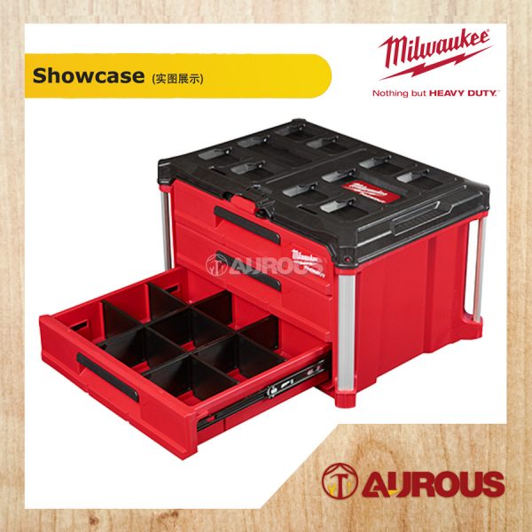 MILWAUKEE PACKOUT 3 DRAWER TOOL BOX IP65 RATE UP TO 50 LBS WEIGHT CAPACITY (48-22-8443) - Image 3