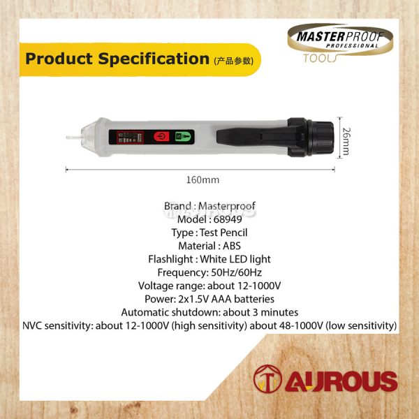 MASTERPROOF DIGITAL TEST PEN VOLTAGE NONTOUCH TESTER VOLTAGE RANGE 12-1000V (68949) - Image 5