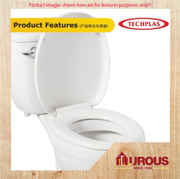 TECHPLAS MEDIUM DUTY AQUA SOFT CLOSE TOILET SEAT & COVER (TCH-4127 - 1.27KG) - Image 8