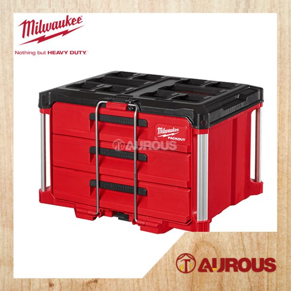 MILWAUKEE PACKOUT 3 DRAWER TOOL BOX IP65 RATE UP TO 50 LBS WEIGHT CAPACITY (48-22-8443) - Image 2