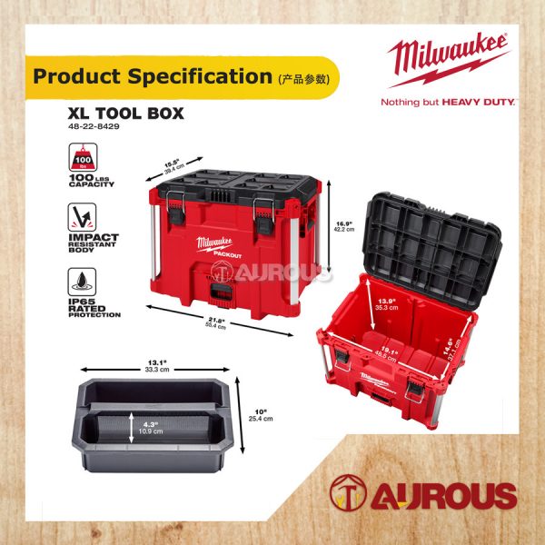 MILWAUKEE PACKOUT XL TOOL BOX UP TO 45KG CAPACITY (48-22-8429) - Image 5