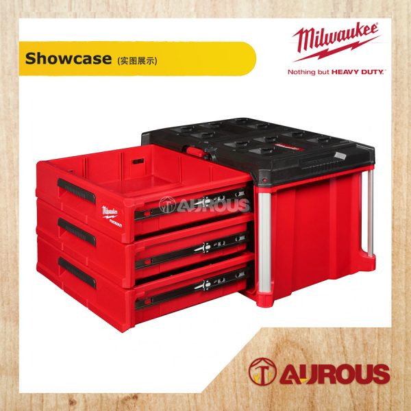 MILWAUKEE PACKOUT 3 DRAWER TOOL BOX IP65 RATE UP TO 50 LBS WEIGHT CAPACITY (48-22-8443) - Image 4