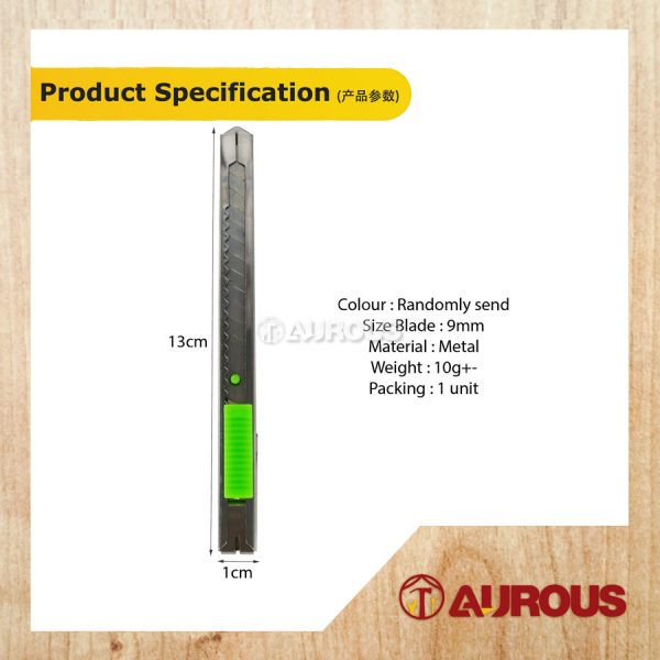 9MM BLADE UTILITY METAL BLADE KNIFE / PAPER CUTTER / SNAP OFF BLADE KNIFE (COLOUR RANDOM) - Image 6