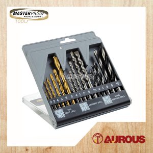 MASTERPROOF 3 IN 1 16PCS ROUND SHANK DRILL SETS FOR WOOD, MASONRY AND METAL HSS DRILL BIT SET (40217)