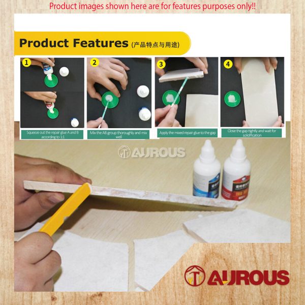 LKB TILE REPAIR A+B GLUE (50G) SET ADHESIVE REPAIRING FOR PORCELAIN CERAMIC TILE CRACK (CREAM/WHITE/GREY) - Image 4