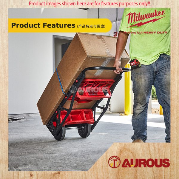 MILWAUKEE PACKOUT 2 WHEEL CART FOLDABLE TROLLEY 182KG CAPACITY 10'' WHEEL (48-22-8415) - Image 9