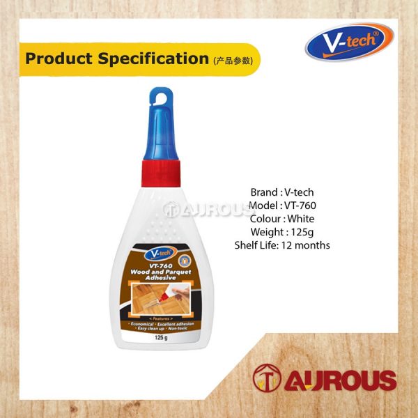 VTECH VT-760 WOOD & PARQUET AHESIVE WHITE WALL PAPER WHITE GLUE VT760150 (125ML) - Image 3