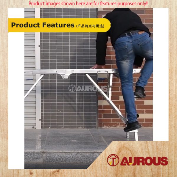 CHROME PORTABLE FOLDING HORSE STOOL BENCH PLATFORM SCAFFOLDING LIFTING LADDER (1.4M / 1.8M) - Image 9
