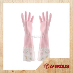 HOUSEHOLD WATERPROOF RUBBER KITCHEN HAND GLOVE WITH VELVET LINING (1 PAIR)