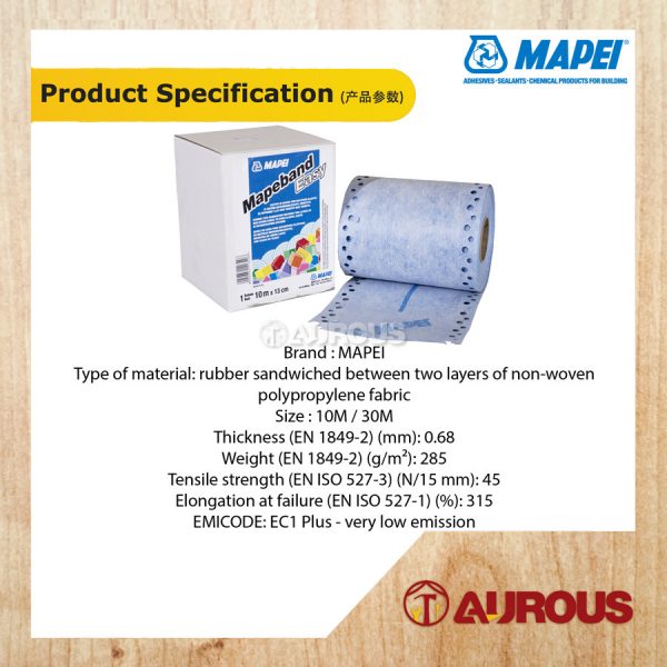 MAPEI MAPEBAND EASY RUBBER TAPE NON WOVEN FABRIC JOINT EDGE 130MM (10M/20M/30M) - Image 9