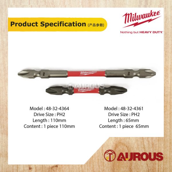 Milwaukee Shockwave Impact Double Ended Power Screw Bit (++) PH2 48-32-4361/48-32-4364 (1 piece) - Image 5