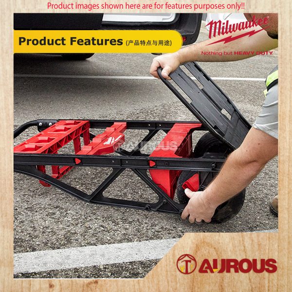 MILWAUKEE PACKOUT 2 WHEEL CART FOLDABLE TROLLEY 182KG CAPACITY 10'' WHEEL (48-22-8415) - Image 8