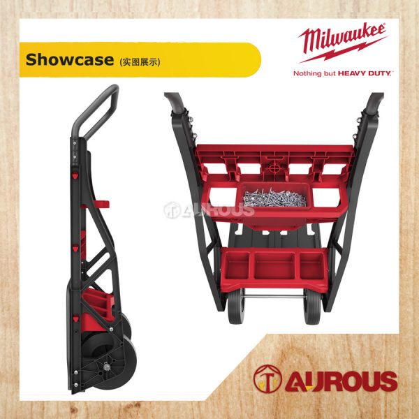 MILWAUKEE PACKOUT 2 WHEEL CART FOLDABLE TROLLEY 182KG CAPACITY 10'' WHEEL (48-22-8415) - Image 5