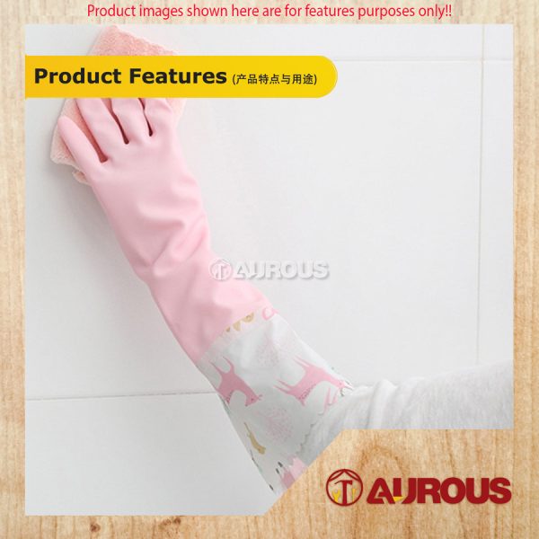 HOUSEHOLD WATERPROOF RUBBER KITCHEN HAND GLOVE WITH VELVET LINING (1 PAIR) - Image 6