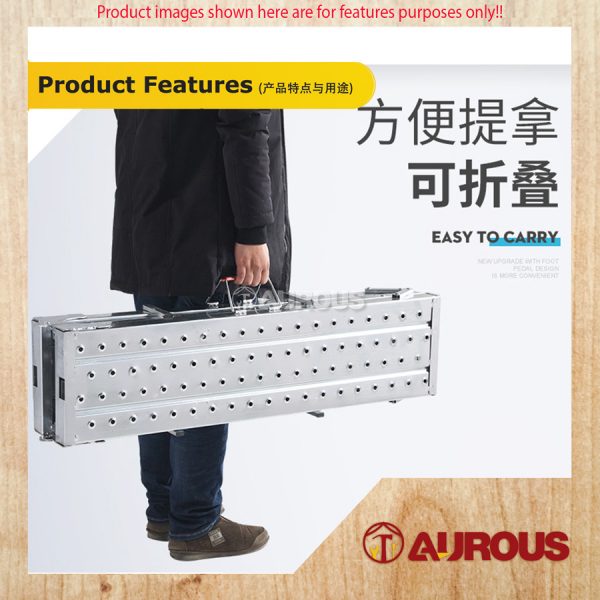 CHROME PORTABLE FOLDING HORSE STOOL BENCH PLATFORM SCAFFOLDING LIFTING LADDER (1.4M / 1.8M) - Image 8