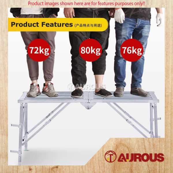 CHROME PORTABLE FOLDING HORSE STOOL BENCH PLATFORM SCAFFOLDING LIFTING LADDER (1.4M / 1.8M) - Image 7