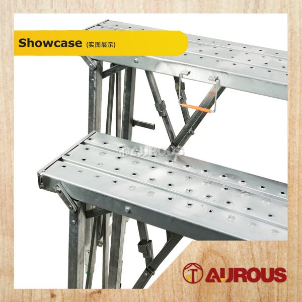 CHROME PORTABLE FOLDING HORSE STOOL BENCH PLATFORM SCAFFOLDING LIFTING LADDER (1.4M / 1.8M) - Image 5