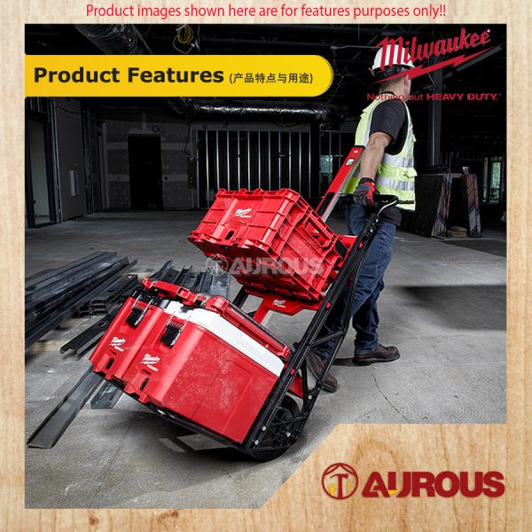 MILWAUKEE PACKOUT 2 WHEEL CART FOLDABLE TROLLEY 182KG CAPACITY 10'' WHEEL (48-22-8415) - Image 10