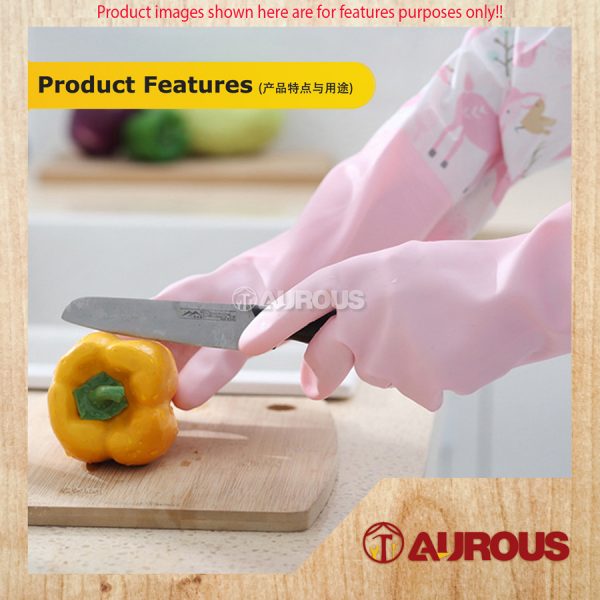 HOUSEHOLD WATERPROOF RUBBER KITCHEN HAND GLOVE WITH VELVET LINING (1 PAIR) - Image 5