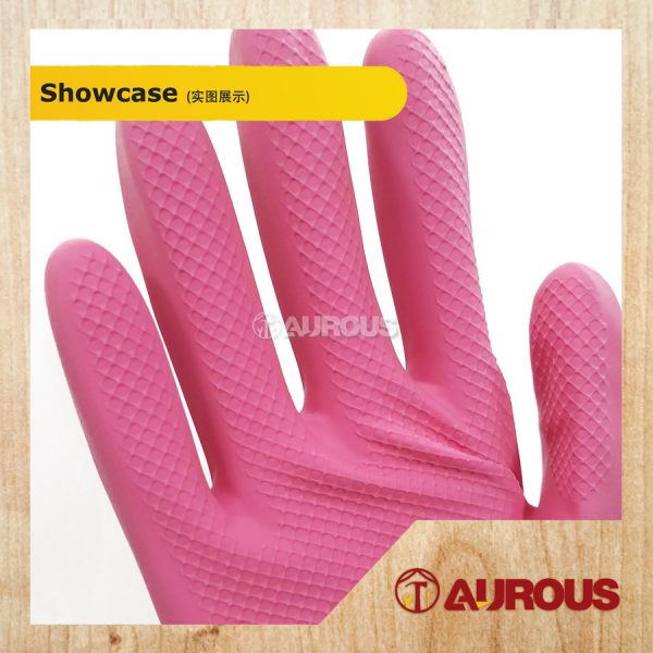 LONG HOUSEHOLD RUBBER HAND GLOVES 15'' (SIZE L) - COLOUR RANDOMLY - Image 3