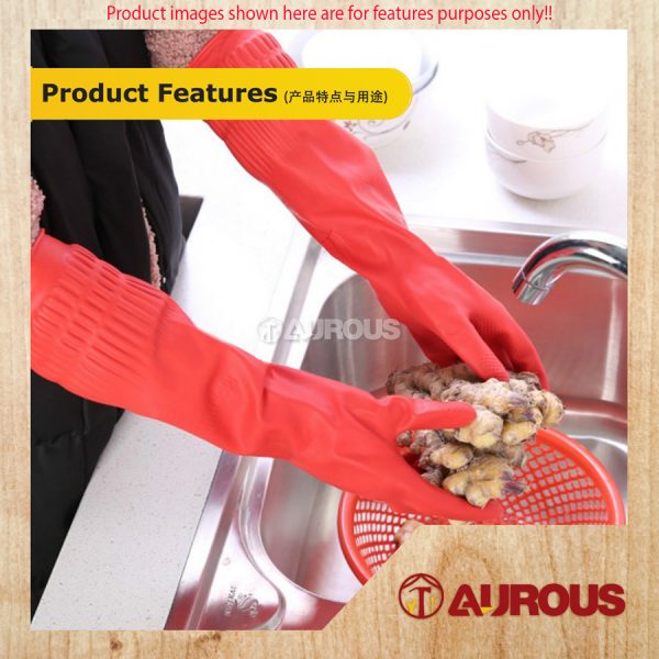 LONG HOUSEHOLD RUBBER HAND GLOVES 15'' (SIZE L) - COLOUR RANDOMLY - Image 8