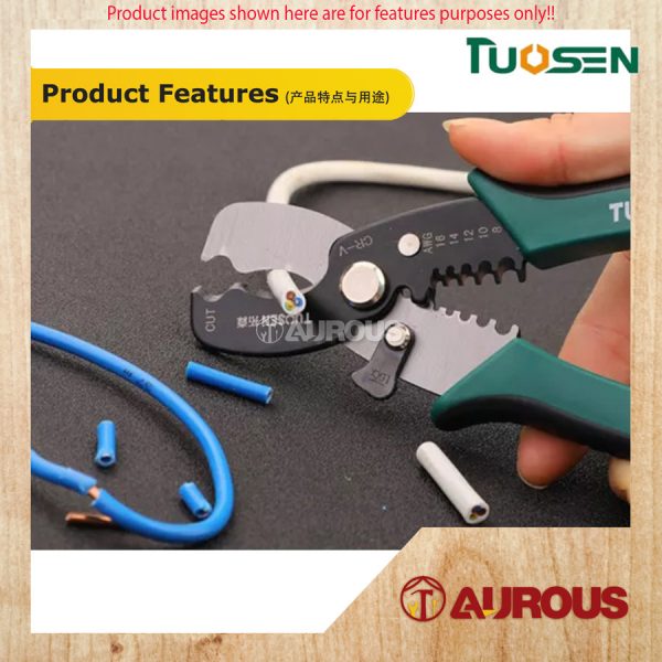 TUOSEN MULTIFUNCTIONAL WIRE STRIPPER PLIER CABLE CUTTER 8''/180MM (11444) - Image 7