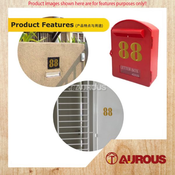 80MM METALLIC GOLD ACRYLIC NUMBER & ALPHABET HOUSE NUMBER PLATE (ABC / 0-9) - Image 6