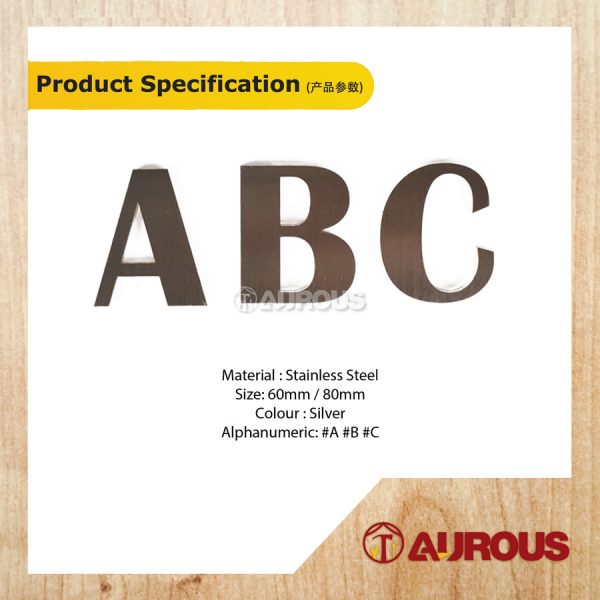 60MM 80MM STAINLESS STEEL SILVER NUMBER & ALPHABET HOUSE NUMBER PLATE (ABC / 0-9) - Image 4
