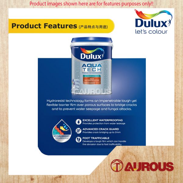 DULUX AQUATECH MAX WATERPROOFING PAINT 5KG (WHITE/GREY) - Image 3