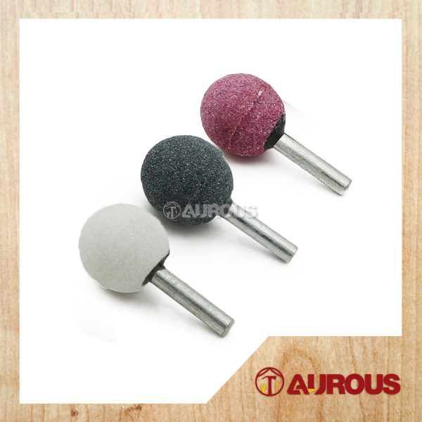 6MM SHANK ROUND BALL SHAPE ABRASIVE MOUNTED STONE GRINDING BIT 25MM (RED/WHITE/GREY) - 1 PIECE