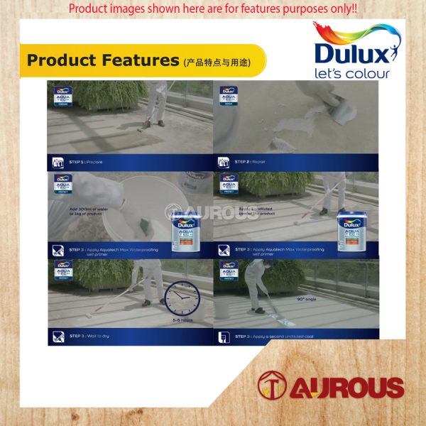 DULUX AQUATECH MAX WATERPROOFING PAINT 20KG (WHITE/GREY) - Image 2