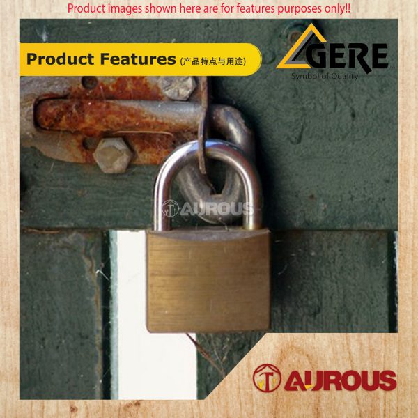 GERE SUS304 SOLID BRASS PADLOCK CL54 (40MM/50MM) - 1 PIECE - Image 6