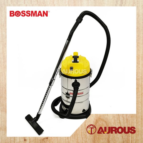 BOSSMAN HEAVY DUTY INDUSTRIAL WET & DRY STAINLESS STEEL VACUUM CLEANER 1500W 30LITRE (BWD30L1)