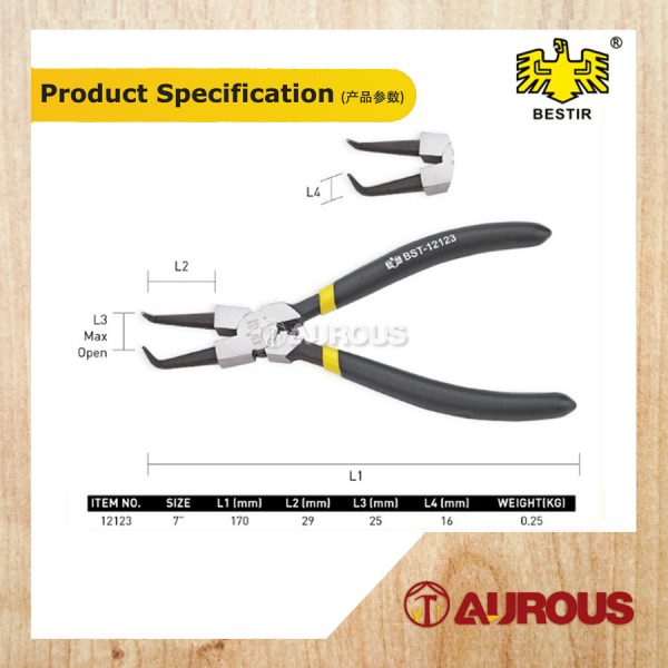 BESTIR HB RETAINER PLIER BENT TIP INTERNAL CIRCLIP PLIERS 7''/TANG KAD SIKU (12123) - Image 7