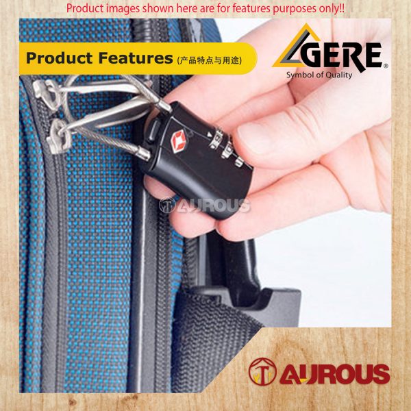 GERE 3 DIGIT TSA TRAVEL LUGGAGE LOCK CL32 (359-YELLOW / 335-BLACK) - Image 5