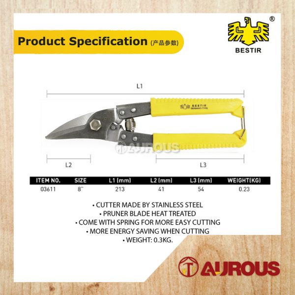 BESTIR STAINLESS STEEL BY-PASS PRUNER WIRING DUCT CUTTER 8''/GUNTING MEMOTONG BESI/CAWANGAN POKOK (03611) - Image 6
