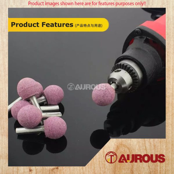 6MM SHANK ROUND BALL SHAPE ABRASIVE MOUNTED STONE GRINDING BIT 25MM (RED/WHITE/GREY) - 1 PIECE - Image 6