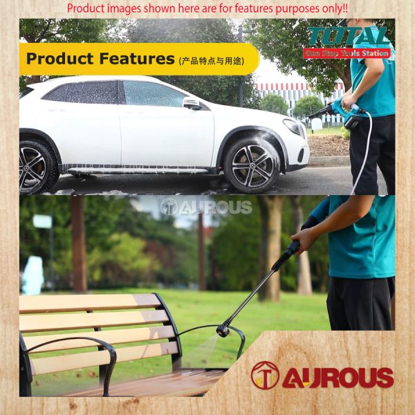 TOTAL CORDLESS PRESSURE WASHER 20V TPWLI20084 C/W BATTERY 4.0AH AND CHARGER - Image 9